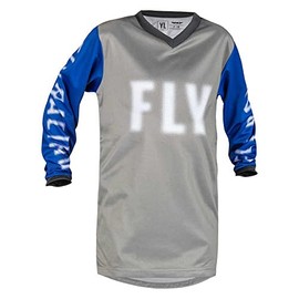 Fly Racing 2023 Youth F-16 Jersey (Grey/Blue, Youth-Large)