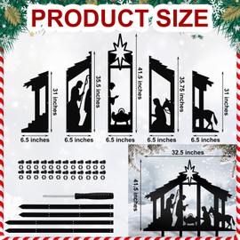 Cinnvoice 40" x 31" Large Metal Nativity Scene Yard Stake Christmas Religious Faith Garden Stakes Waterproof Xmas Outdoor Nativity Yard Decor with Stake for Christmas Holiday Lawns Outdoor Decor