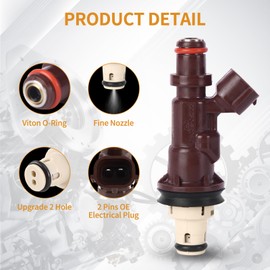 AISHAN 6PCS Fuel Injectors 2 Holes Compatible with Toyota 4runner 1999-2002 Tacoma 1999-2004 Tundra 2000-2004 3.4L V6 Replace# 2325062040 1580561 23209-62040