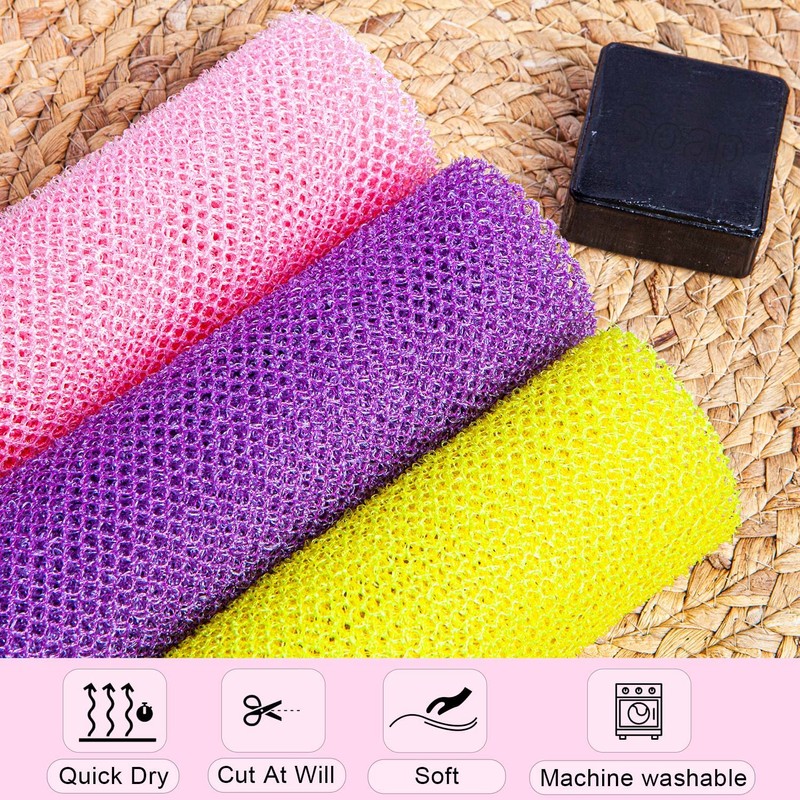 Gugull 3 Pcs African Exfoliating Net Sponge African Bath Sponge