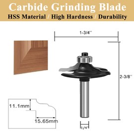 TAIWAIN Router Bits Sets 1/4 Inch Shank, Door&Drawer Front Edging Bits, Professional Woodworking Bit Miter Frame Crown Molding Wood Milling Cutter Tool(F-35XD12)