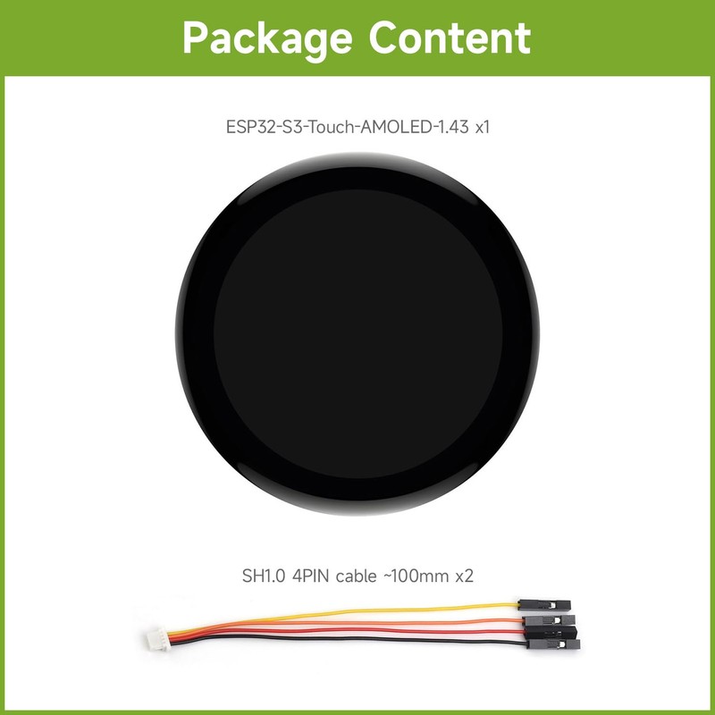 Waveshare ESP32-S3 1.43 inch AMOLED Display Development Board, 466 x