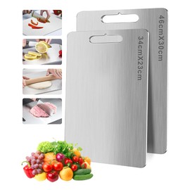 Titanium Chopping Board, S316Ti Stainless Steel Titanium Cutting Board, Double-Sided Food Grade Chopping Board, Titanium Cutting Board for Meat, Bread, Vegetables & Fruits