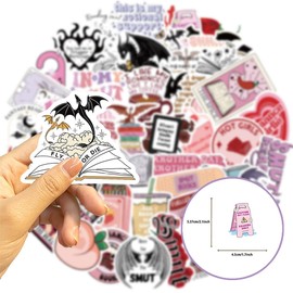 NYGHMY 52 Pcs Reading Doodle Sticker - Cute Bookish Stickers for Kindle, Journal, Scrapbook, Phone, and Luggage | PVC Waterproof Funny Smutty Lover Stickers for Adults, Book Sticker
