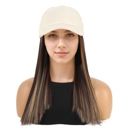 Adigau Ladies Baseball Cap Hairpiece Synthetic Hairs with Brim Hats Extension Baseball Caps for Ladies Girls