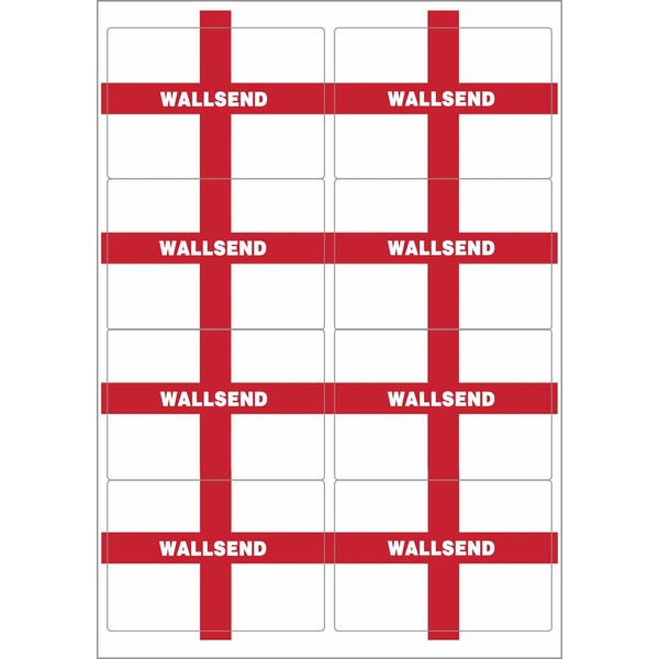 Wallsend England Flag Rectangular Matt Paper Stickers A4 Sheet of