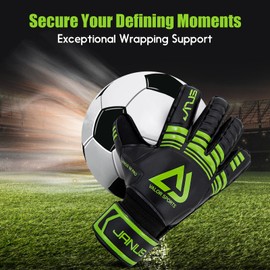Aegicormy Soccer Goalkeeper Gloves with Finger Protection to Prevent Injuries, Strong Grip for Tough Tackles, Suitable for Children and Teenagers as Well as Adult Soccer Gloves (A-Black-Green, 6)