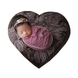 Vemonllas Newborn Baby Boy Girl Photography Props Bow Wrap, Posing Aid, Hat and Headdress Set of 5 Pcs (Purple)