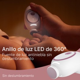 Momcozy Baby Nail File Electric, Rechargeable Baby Nail Clipper, Gentle Baby Nail Trimmer Electric with Night Light, 7 Grinding Head Replacement Pads, Pink