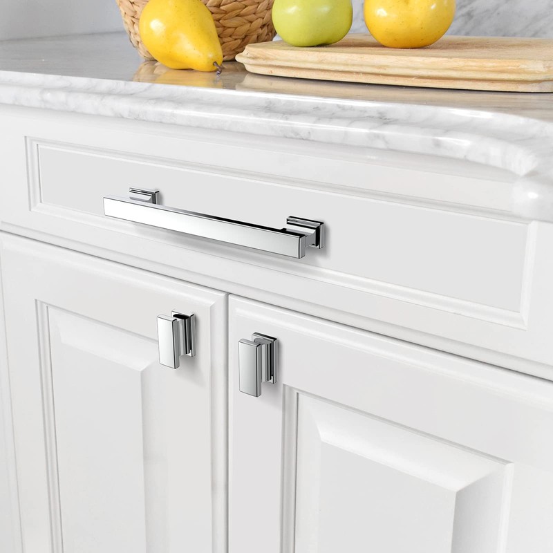 Amerdeco 10 Pack Polished Chrome Cabinet Pulls 5 Inch(128mm) Hole