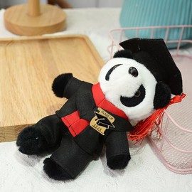 Acewen 1 Piece Class of 2025 Graduation Panda Keychains Graduate Gift Keyring Keyholder for Grad Souvenir Party Present Bag Backpack Hanging Decorations, Black, Medium
