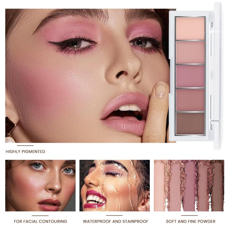 Mivota 5Color Matte Eyeshadow Palette, Neutral Cool-Toned Taupe Eye Shadows,