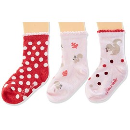 Sterntaler Baby Girls' Socks, Pack of 3, Squirrel Socks, Pink, 18, pink