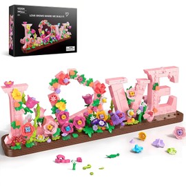 Love and Flowers Building Set for Adults, 791 PCS Letter Brick Art Pink Flower Blocks for Home Décor, Gift for Kids, Birthday, Valentine’s Day, Mother's Day, Confessing Love for Her or Him