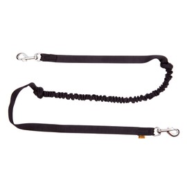 Dingo Dog Lead Made of Band Shock Absorber with 2 Carabiners Long 170 cm Black