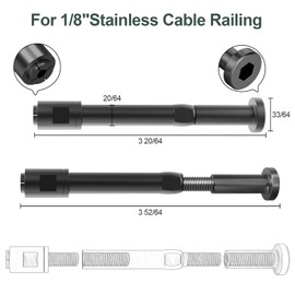[Patent] BLIKA 20 Pack 1/8" Black Swageless Invisible Cable Railing Kits for Deck Stair Railing, T316 Stainless Steel, Swageless Cable Fittings for 2"x2" Wood/Metal Posts, Black Cable Railing Hardware