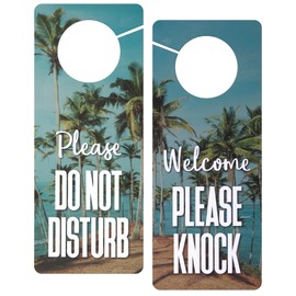 Do Not Disturb Door Hanger Sign, Dual Sided, Please Do Not Disturb Welcome Please Knock Door Sign for Home, Office, Meeting, Recording Room, 9.5" x 3.8" (Pack of 2)