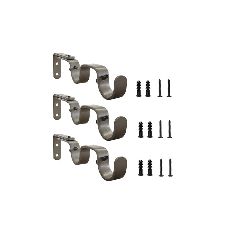 Kowibcl Heavy Duty Curtain Rod Brackets: Adjustable Double Holders, Fits