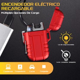 Encendedor Impermeable para Exteriores a Prueba de Viento, Encendedor de Doble arco, Encendedor Eléctrico Recargable por USB, sin Llama, Encendedores Fríos de Plasma para Camping, Aventura, Senderismo, Equipo Táctico de Supervivencia