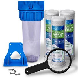 Ronaqua 10" Clear Standard Whole House Water Filter System with Block Carbon Filter