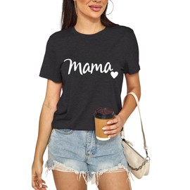 Mama Shirts for Women & Mom Gifts - Cotton Blend Round Neck Tee with Bold Mama Print
