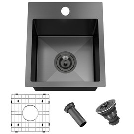 13x15 Inch Black Bar Sink Drop In Kitchen Sink, Topmount Stainless Steel Square Small Workstation Sinks, Single Bowl Kitchen Sinks for Laundry Wet Bar Prep RV Office Outdoor Yard,VALISY JB029B