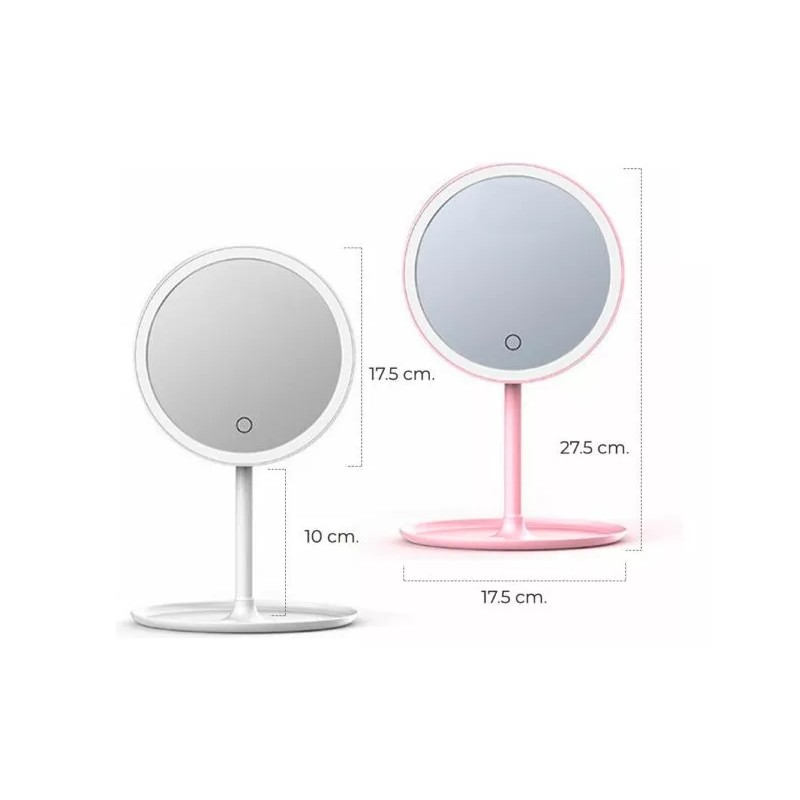 EGTMA Espejo Maquillaje Aro Luz Led 17.5cm Portátil