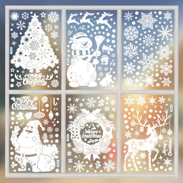 6 Sheet Christmas Window Clings, Christmas Window Stickers Christmas Tree