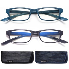 EYEURL 2 Pack Reading Glasses for Women Neck Hanging Blue Light Blocking Readers with Spring Hinges Computer reading glasses for Men,4.0