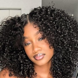 WestKiss Curly Wigs Human Hair Lace Front Wigs Kinky Curly 5x7 Closure Wig Pre Cut Lace Ready To Go Glueless Wigs Human Hair Bleached Knots Pre Plucked Human Hair Lace Front Wig 14 Inch