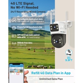 GENBOLT 4G LTE Cellular Security Camera Outdoor No WiFi, Dual Lens PoE Surveillance Camera CCTV with Sim Card, 24/7 Recording Plug in Wired IP Cam with Auto Tracking Human Detection