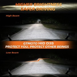 GTMOTO for 2013 2014 2015 2016 2017 Buick Enclave Headlight Bulb, D3S HID Xenon AFS Headlamp OEM 13587720 13587843, 6000K Bright White Light Replacement 35W D3SC1 High Low Beam Bixenon Lamp, 2-Pack