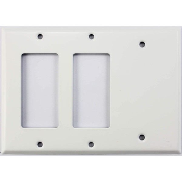 Smooth White 3 Gang Combo Wall Plate - 2 GFCI/Rocker Openings 1 Blank