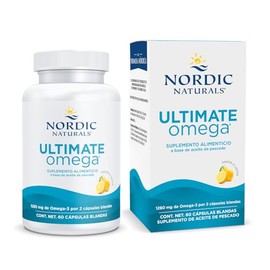 Nordic Naturals Ultimate Omega 1280 mg Sabor Limón Aceite de Pescado de Alta Concentración con EPA y DHA 60 Cápsulas Blandas 30 Porciones Suplemento Alimenticio Forma Triglicérido No GMO para Adultos