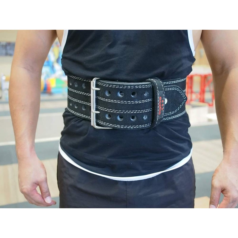 king2ring Genuine Leather Power Belt Weight Lifting Belt pk3500 (Black,