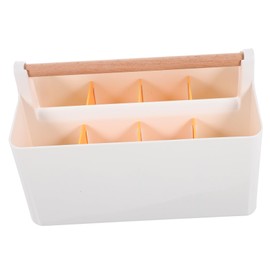 Angoily Multi Compartment Desktop Organizer Box with Ladder Design Compact Storage Case for Pens Cosmetics and Items Stylish Yellow Makeup and Office Desk Storage Holder