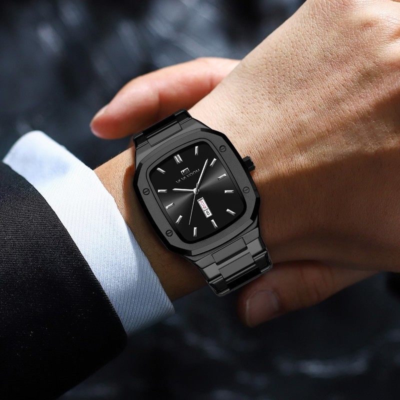 Cuadrado Reloj de Pulsera para Hombre de Acero Inoxidable con