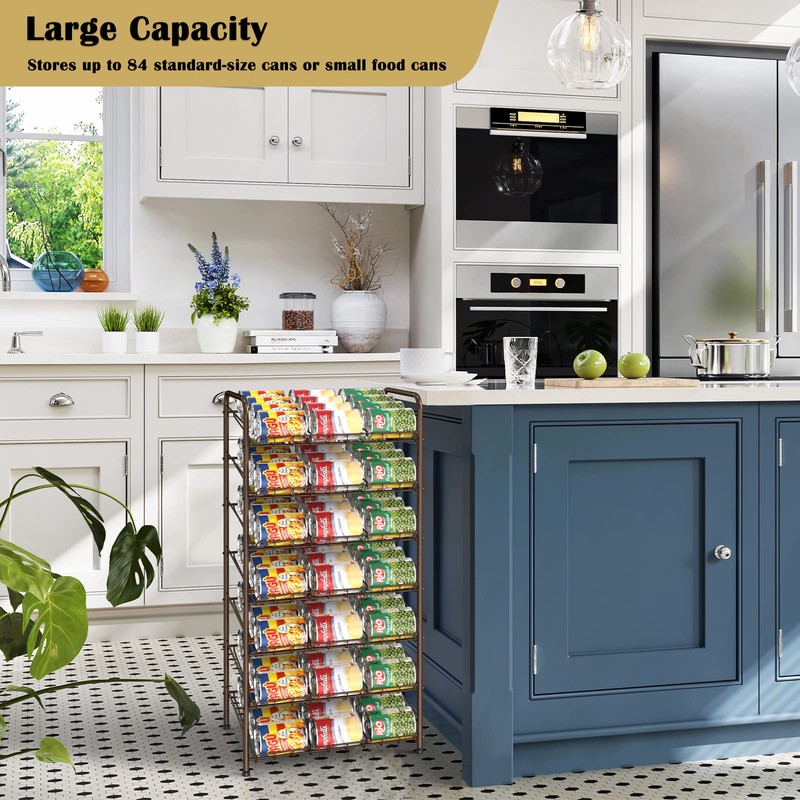 SHINOSKE 7-Tier Stackable Can Storage Dispenser, Brown, Metal