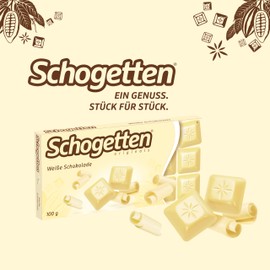 Schogetten Schogetten Weiße Schokolade 100g Schokoladentafel, praktisch einzeln portioniert. Ein Genuss. Stück für Stück.