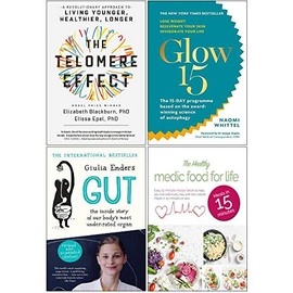The Telomere Effect, Glow15, Gut & The Healthy Medic Food for Life 4 Books Collection Set
