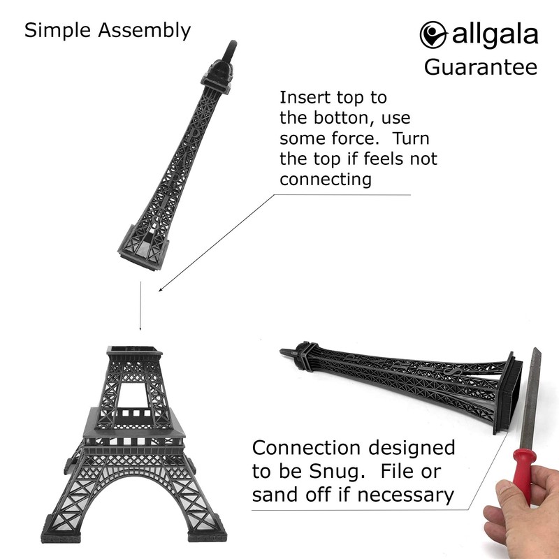 allgala 19 Inch 48CM Eiffel Tower Statue Decor Alloy Metal-White