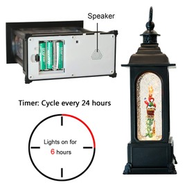 Eldnacele Musical Snow Globe Lantern with Timer, Lighted USB/Battery Operated Swirling Singing Water Glittering Lantern, Snow Globes for Adults and Kids Christmas Decoration- Santa