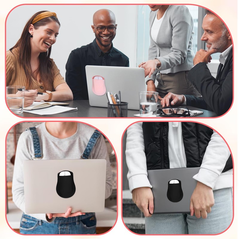 2 Pack Universal Stick-On Mouse Pouch, Mouse Holder for Laptop
