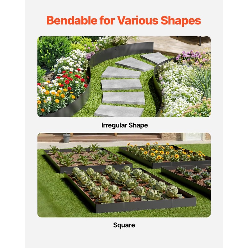 VEVOR Steel Landscape Edging, 6 Packs 40 x 8 in