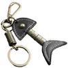 [ワン リミテーション] キーホルダー キーリング レトロ レザー チャーム 魚 骨 おしゃれ