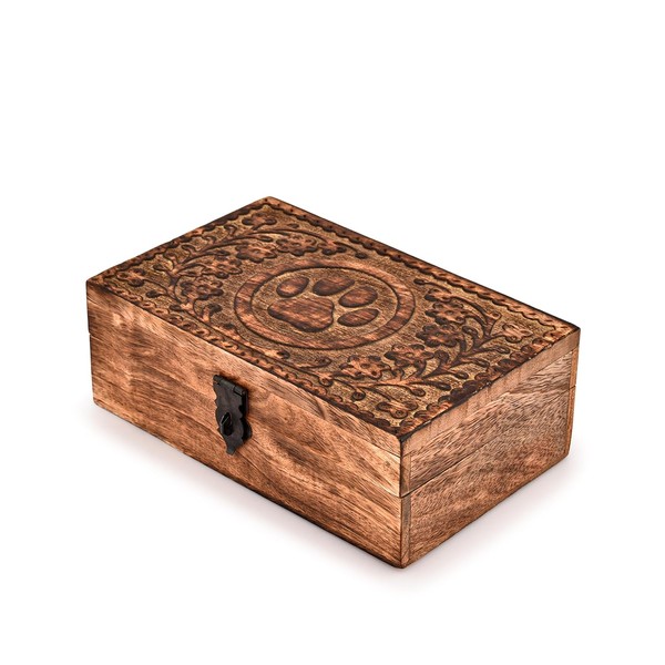 Indus Lifespace Schmuckkästchen, Mangoholz, Blumen-Design, Mehrzweck-Schatztruhe, Andenken-Organizer, handgefertigt, Andenken-Box, Schmuck-Organizer