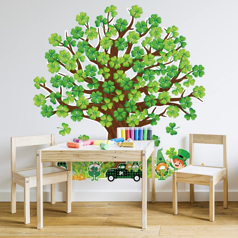 Whaline 111Pcs St. Patrick's Day Shamrock Tree Cutout Spring Classroom