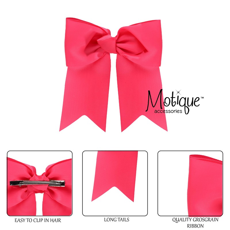 3 Pack Jumbo Bow Clips with Tails for Women and