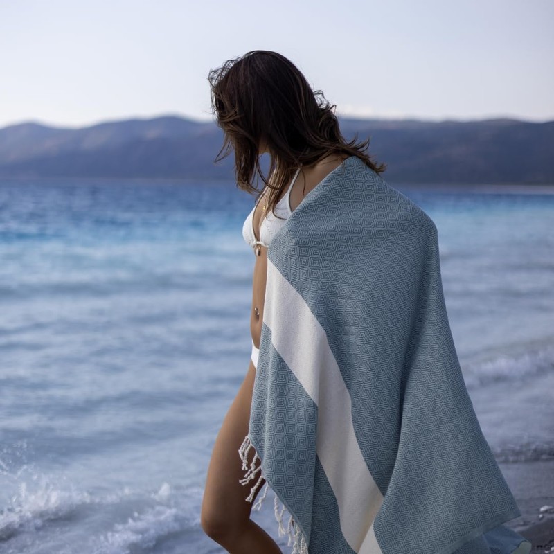 MyStilo 100% Recycled Cotton Hammam Towel (Petrol Blue)