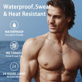 Jewlpire Silver Chain for Men, 3mm Stainless Steel Rope Chains for Men, Sturdy & Durable Mens Chains Necklace, Silver Chain 18 Inch